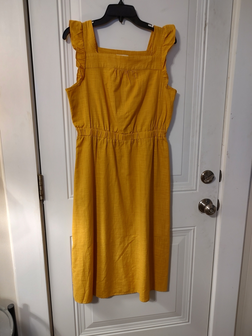 Universal Thread Mustard Yellow Midi Dress with Ruffled Straps